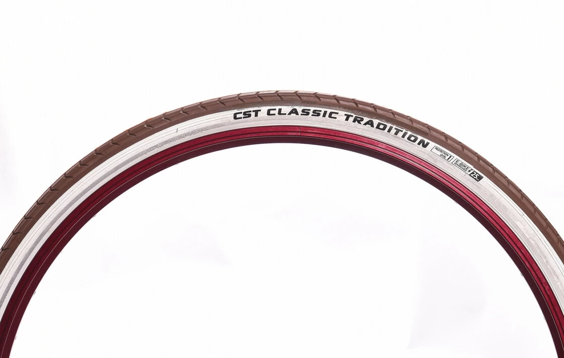 Opona rowerowa CST Tradition 28 x 1.75 (47-622) Brązowy + biały bok