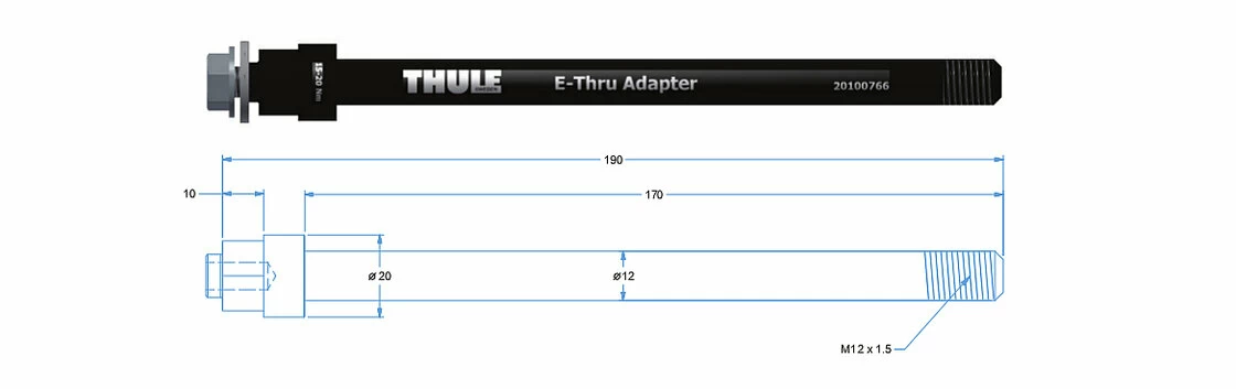 Oś do tylnego koła rowerowego umożliwiająca holowanie przyczepki Thule Shimano E-Thru (M12 x 1.5)