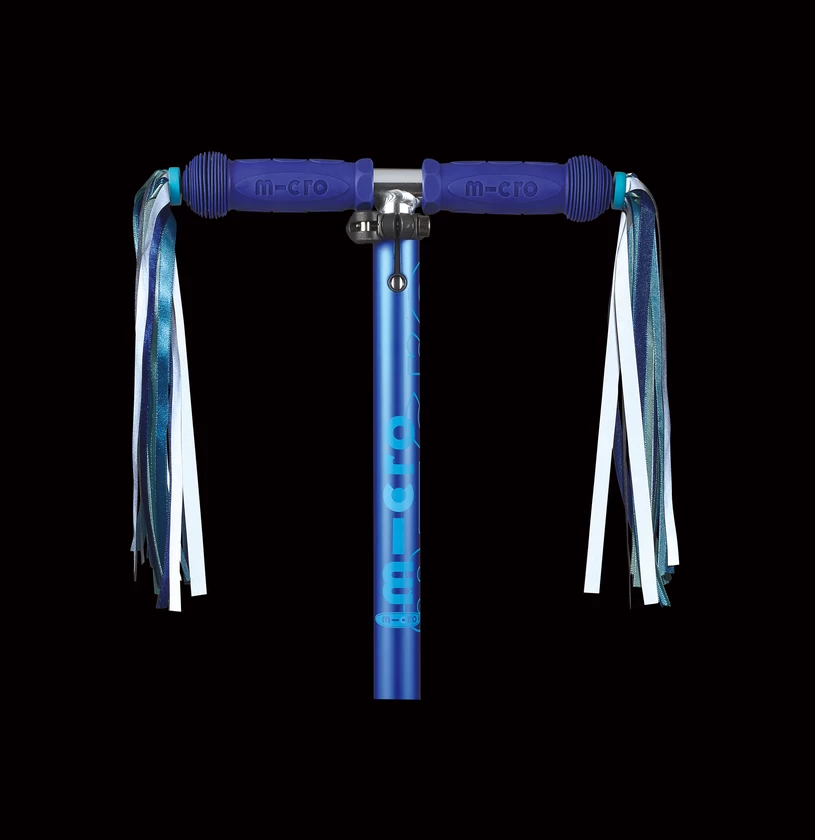 Ozdobne wstążki na kierownicę do hulajnóg Micro Mini Maxi i Cruiser Niebieskie odblaskowe