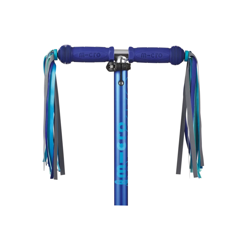 Ozdobne wstążki na kierownicę do hulajnóg Micro Mini Maxi i Cruiser Niebieskie odblaskowe