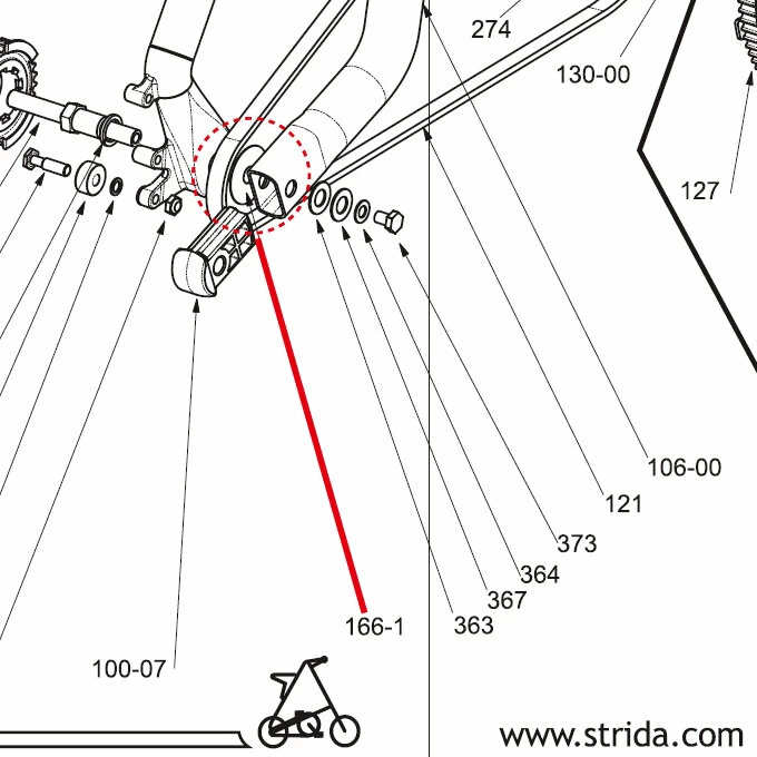 Podkładka nylonowa tylnej osi STRIDA