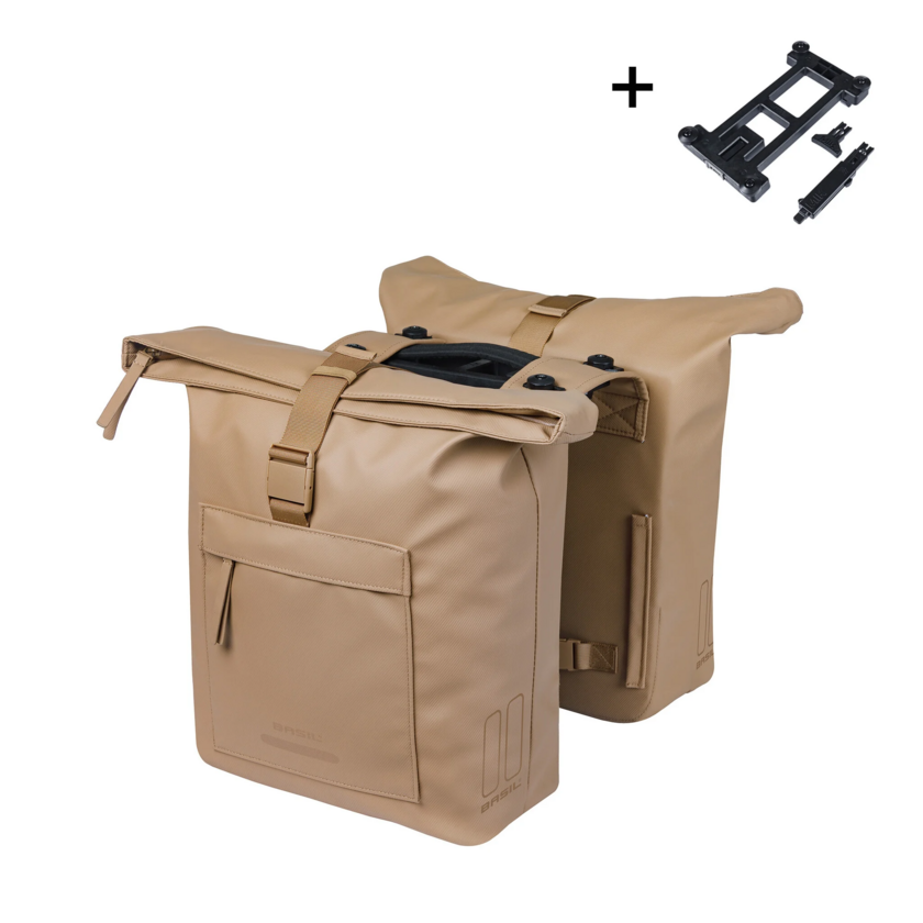 Podwójna sakwa rowerowa Basil Brooklyn MIK 2.0 41L Sand