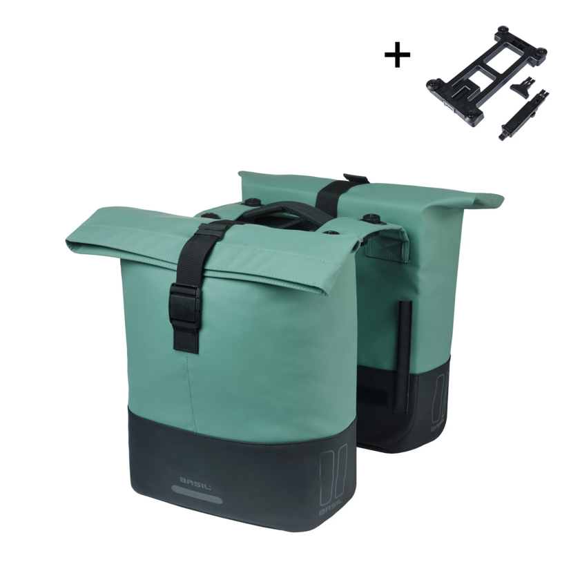 Podwójna sakwa rowerowa Basil Cove MIK 2.0 28-32L Silvergreen / Black