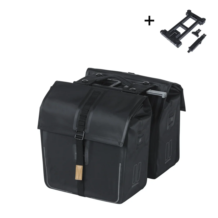 Podwójna sakwa rowerowa Basil Urban Dry Double Bag z adapterem MIK 2.0 Czarny