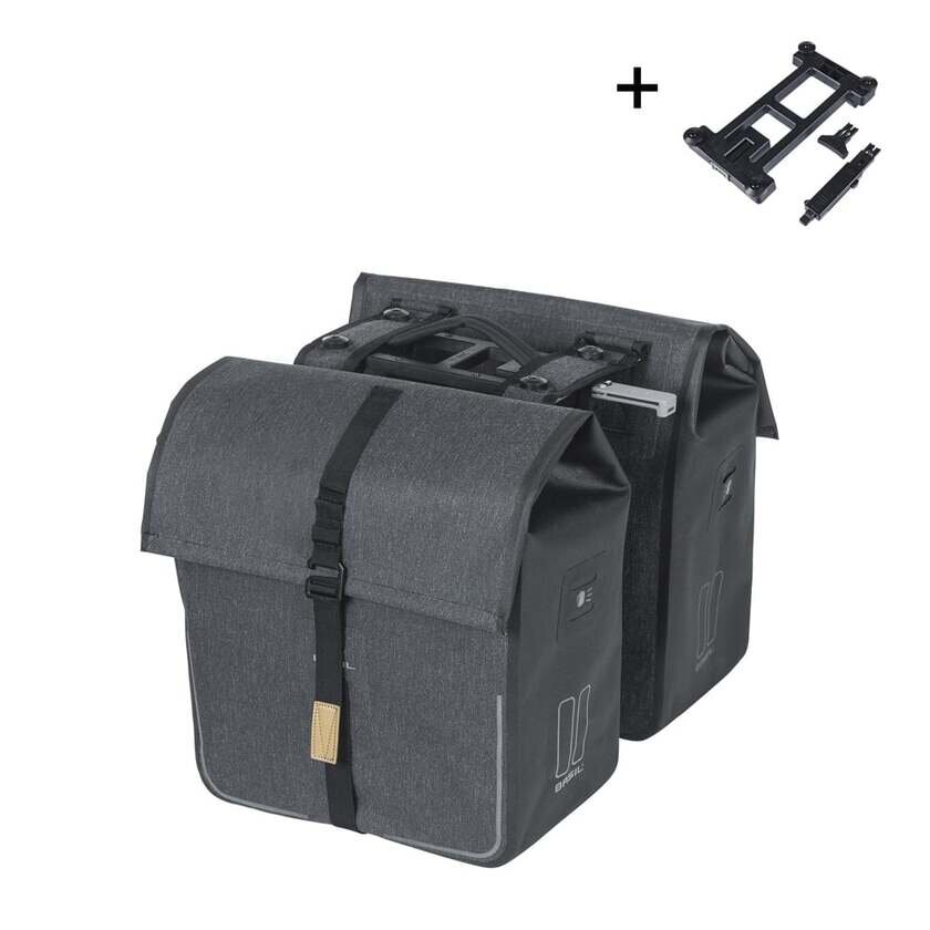 Podwójna sakwa rowerowa Basil Urban Dry Double Bag z adapterem MIK 2.0 Szary