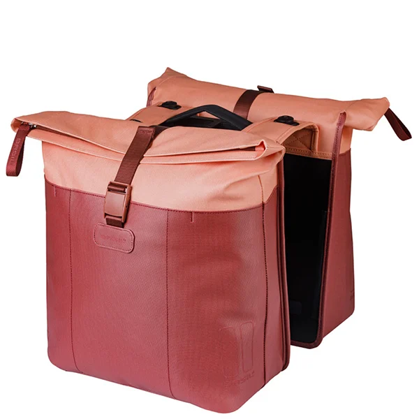 Podwójna sakwa rowerowa Basil Vive 28-35L MIK 2.0 Burgundy/pink