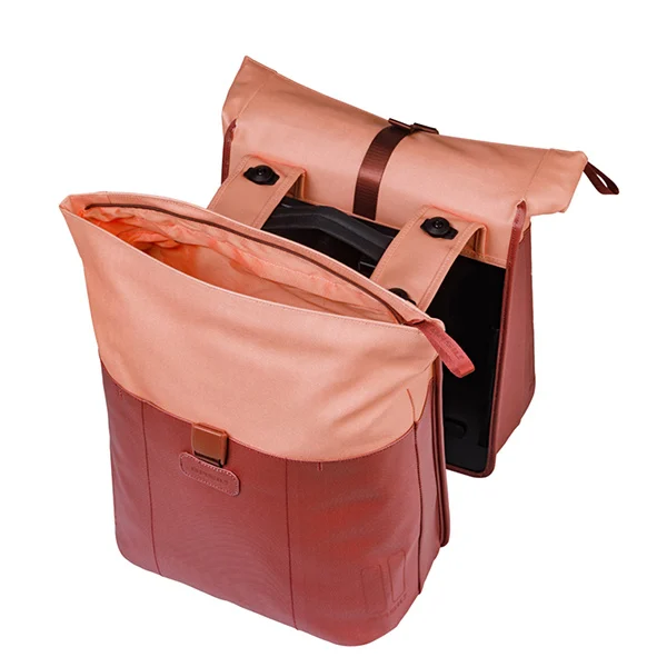 Podwójna sakwa rowerowa Basil Vive 28-35L MIK 2.0 Burgundy/pink