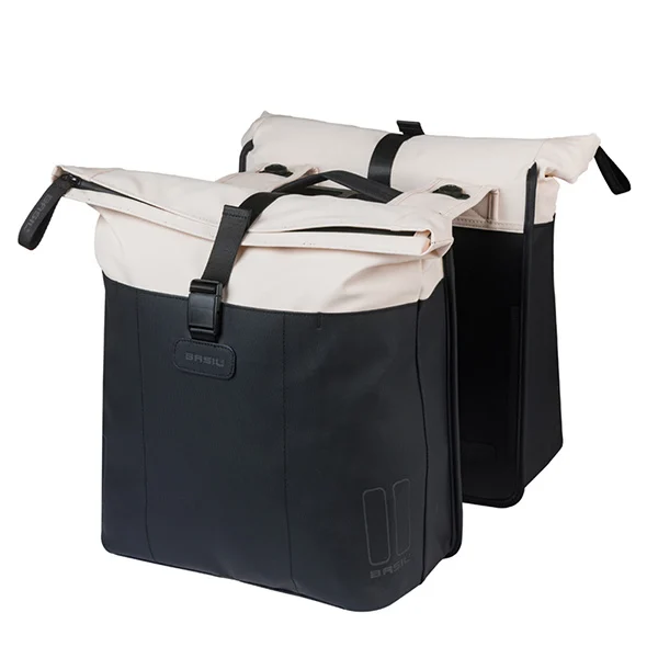 Podwójna sakwa rowerowa Basil Vive 28-35L MIK 2.0 Off-white/black