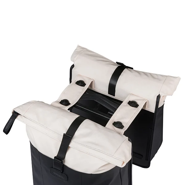 Podwójna sakwa rowerowa Basil Vive 28-35L MIK 2.0 Off-white/black
