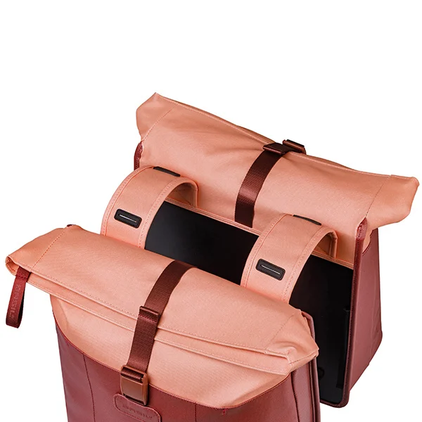 Podwójna sakwa rowerowa Basil Vive 28-35L Burgundy/pink
