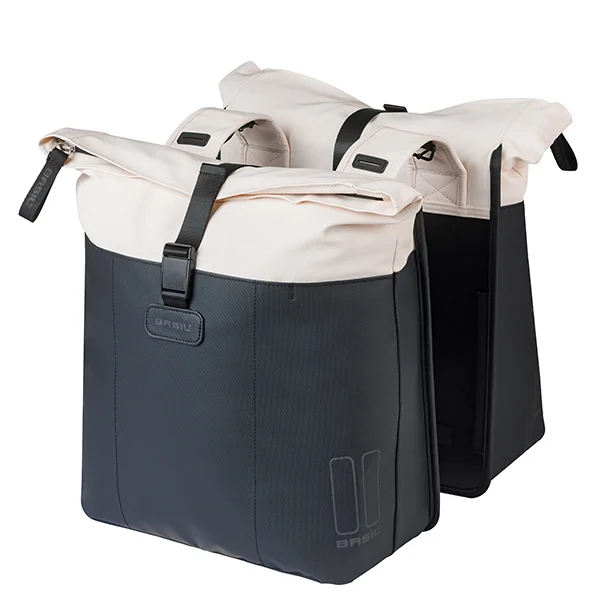 Podwójna sakwa rowerowa Basil Vive 28-35L Off-white/black