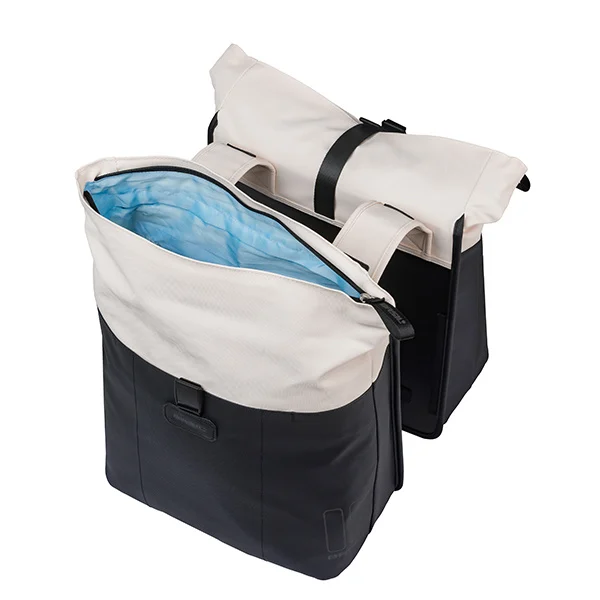 Podwójna sakwa rowerowa Basil Vive 28-35L Off-white/black