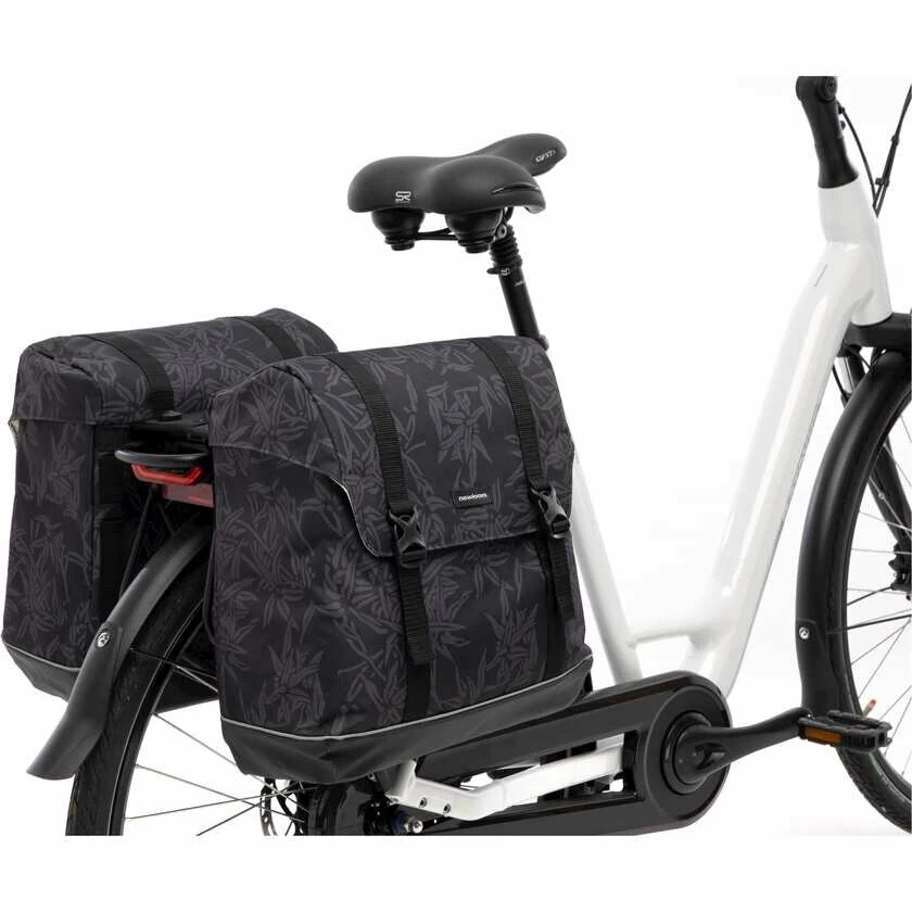 Podwójna sakwa rowerowa New Looxs Alba bamboo MIK 42L Czarny