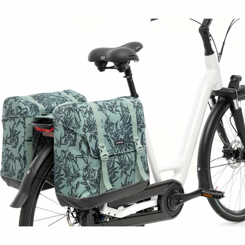 Podwójna sakwa rowerowa New Looxs Alba bamboo MIK 42L Zielony