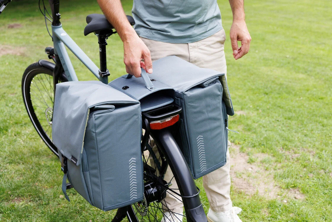 Podwójna sakwa rowerowa New Looxs Tulum 32L Odpinana Grey/Green