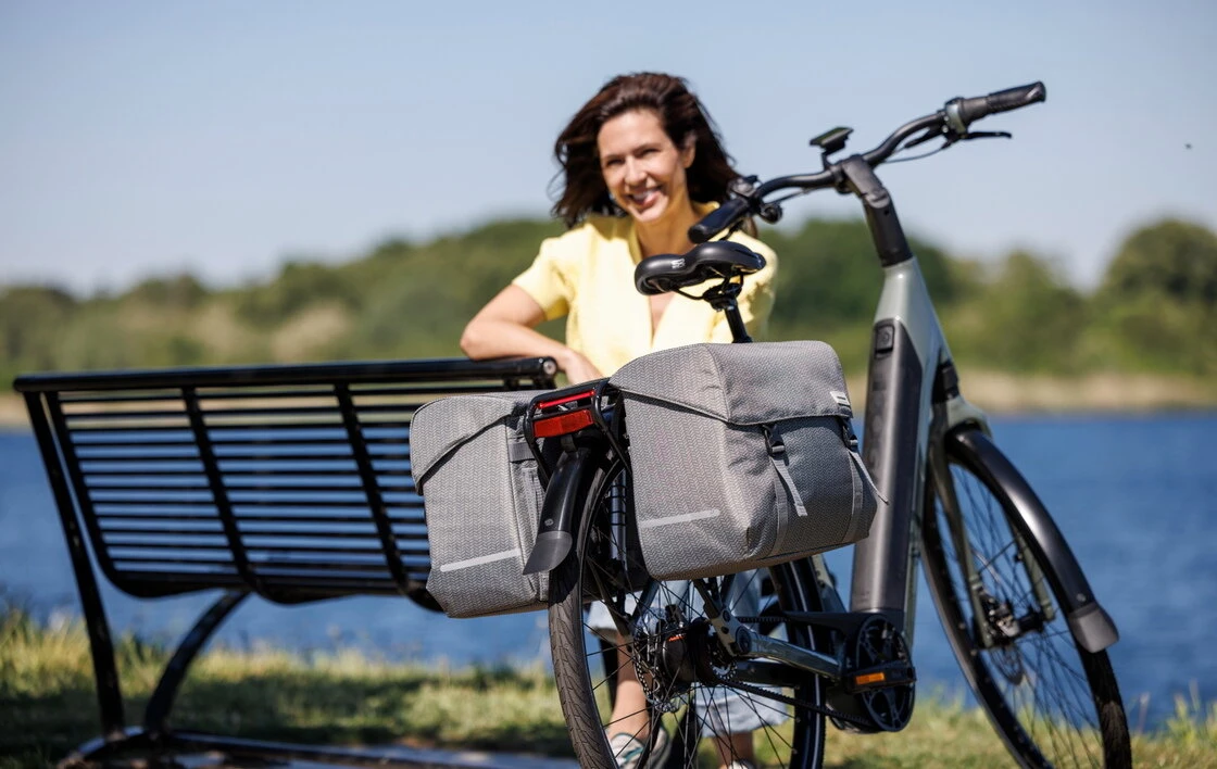 Podwójna torba rowerowa New Looxs Mondi Joy Double Grey