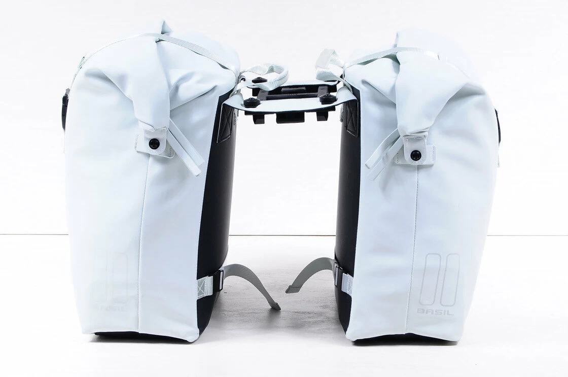 Basil Borsa Doppia Da Bici Soho MIK Nordlicht – 41 Litri – Verde Pastello – Universale, In PU, Con Sistema MIK