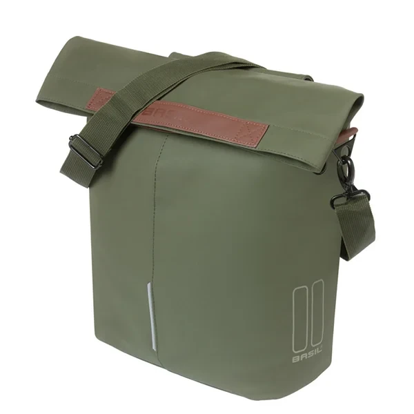 Pojedyncza sakwa rowerowa Basil City 14-16L MIK Hooks Moss Green