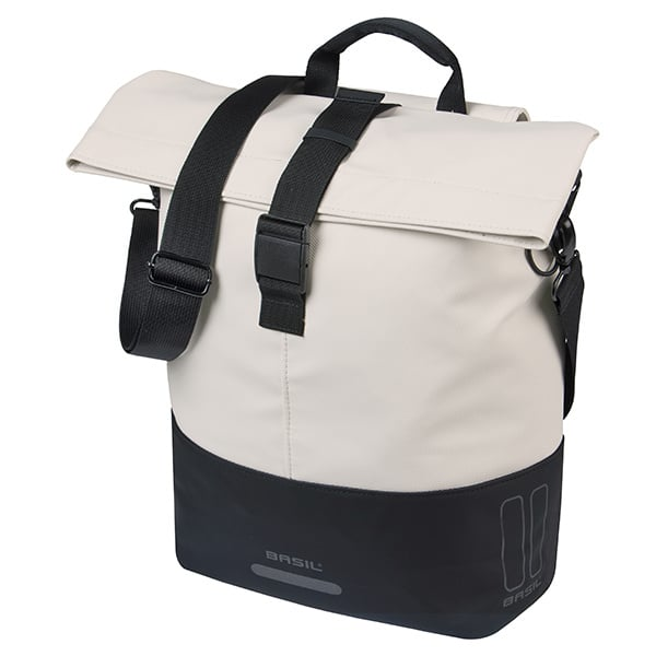 Pojedyncza sakwa rowerowa Basil Cove 14-16L MIK Hooks Off-white/black