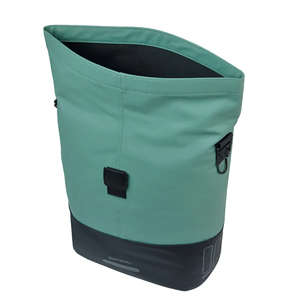 Pojedyncza sakwa rowerowa Basil Cove 14-16L MIK Hooks Silvergreen/black