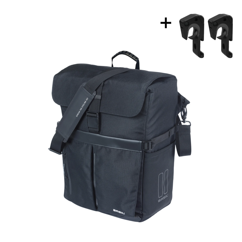 Pojedyncza sakwa rowerowa Basil Move Commuter 15L MIK Hooks Black