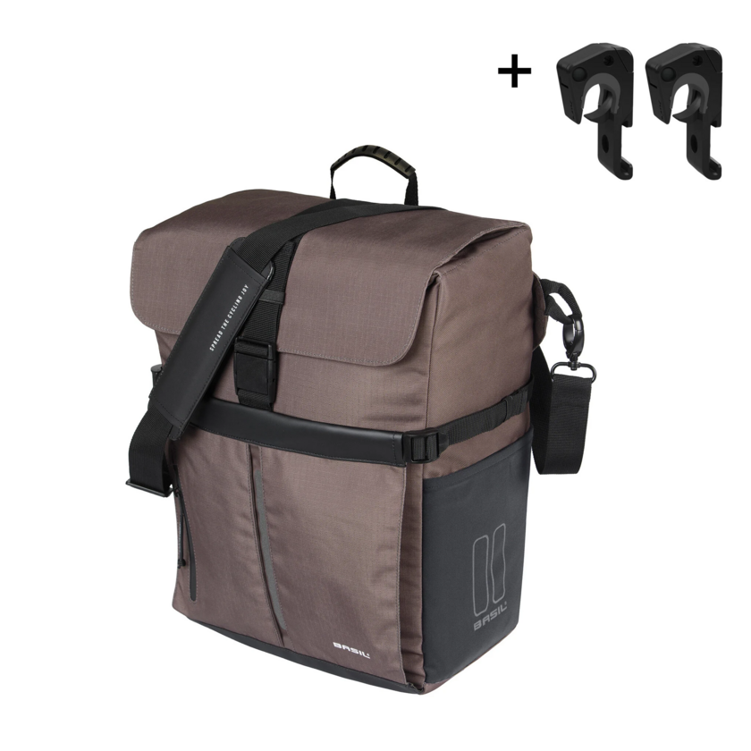 Pojedyncza sakwa rowerowa Basil Move Commuter 15L MIK Hooks Brown