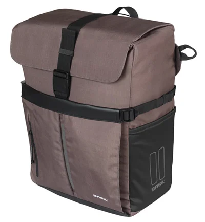 Pojedyncza sakwa rowerowa Basil Move Commuter 15L MIK Hooks Brown