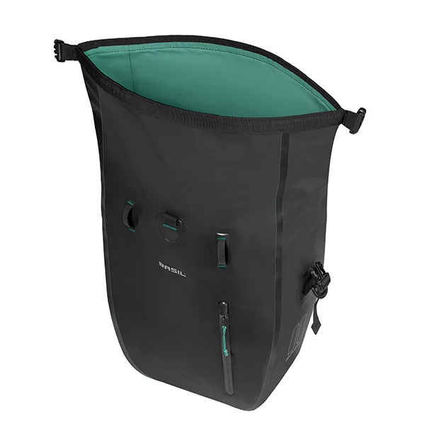 Pojedyncza sakwa rowerowa Basil Rivo L 25-31L MIK Hooks Black