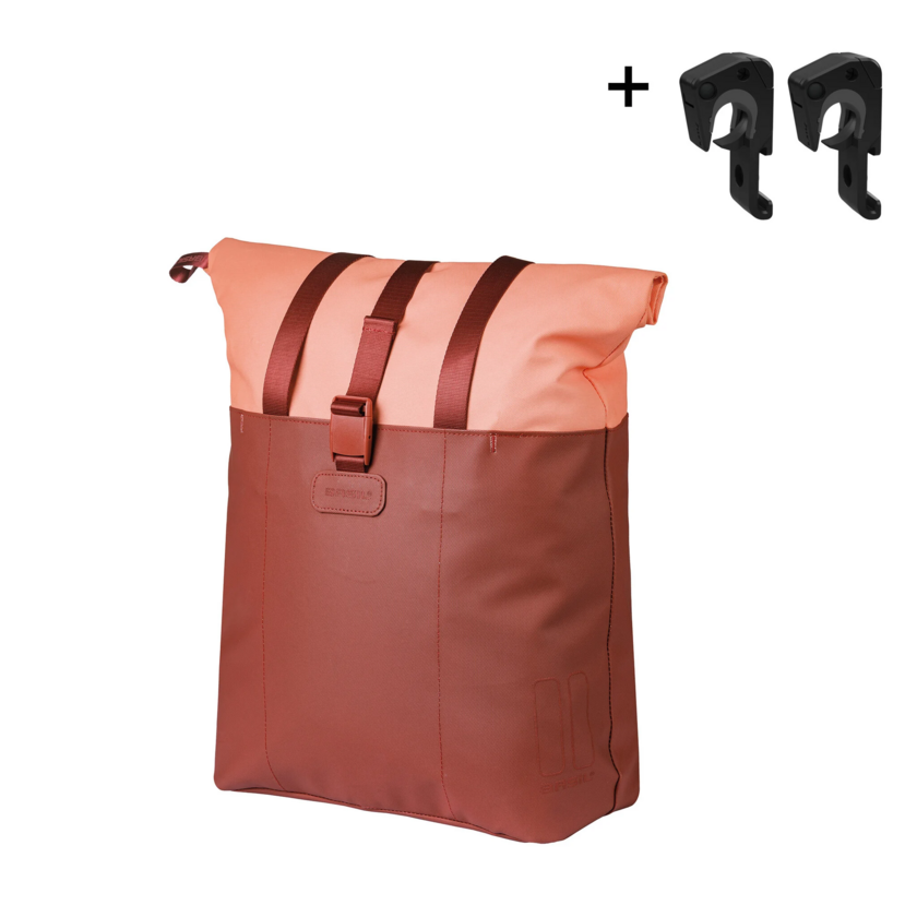 Pojedyncza sakwa rowerowa Basil Vive 15-20L MIK Hooks Burgundy/pink