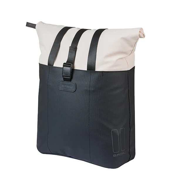 Pojedyncza sakwa rowerowa Basil Vive 15-20L MIK Hooks Off-white/black