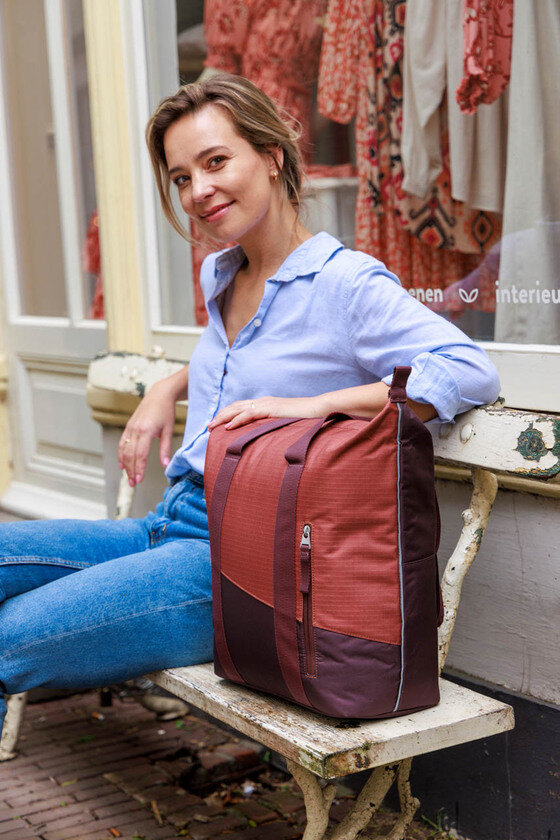 Pojedyncza sakwa rowerowa New Looxs Kota Oslo 24L Burgundy/Rust