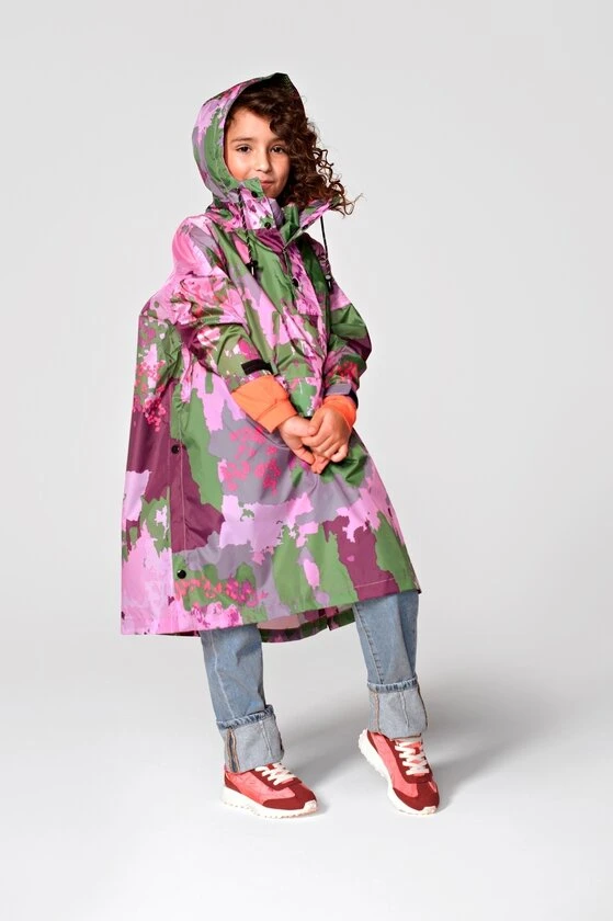 Ponczo rowerowe dla dzieci Rain Kiss Digi Spring Camo 100-120 cm