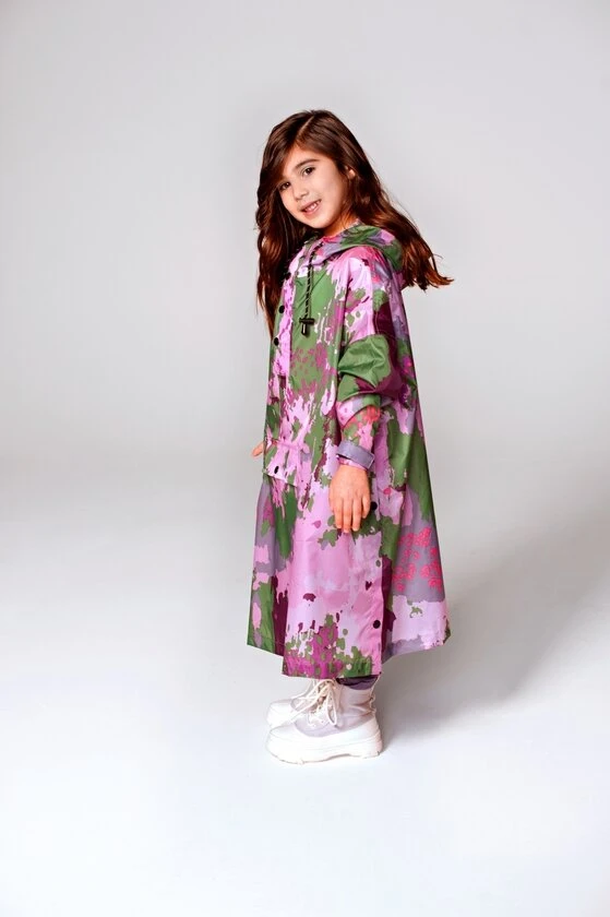 Ponczo rowerowe dla dzieci Rain Kiss Digi Spring Camo 100-120 cm