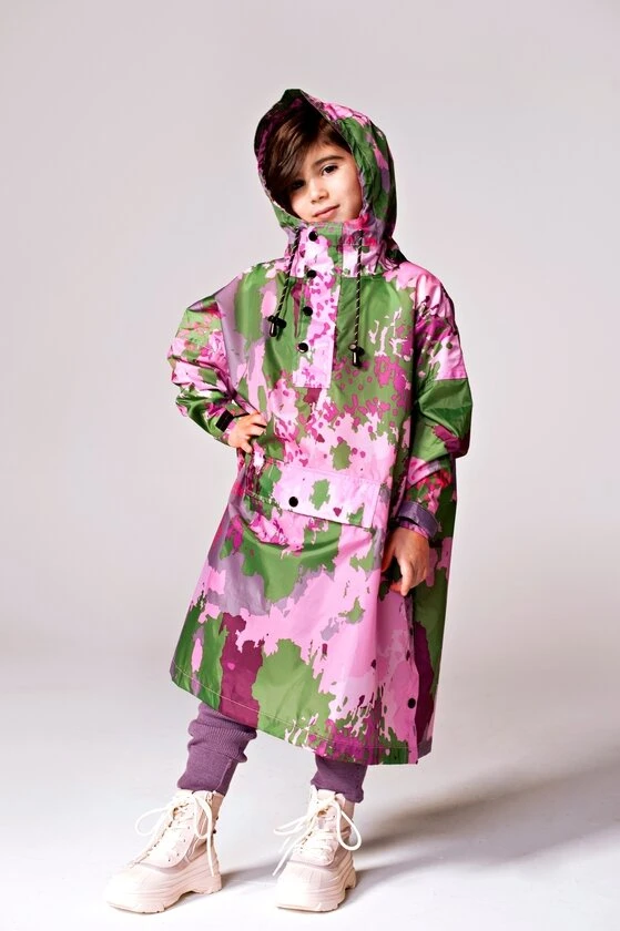 Ponczo rowerowe dla dzieci Rain Kiss Digi Spring Camo 100-120 cm