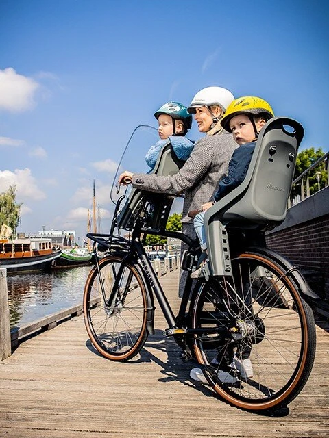 Przedni fotelik rowerowy z szybą Polsport Bubbly Mini Evo Black/Dark Grey