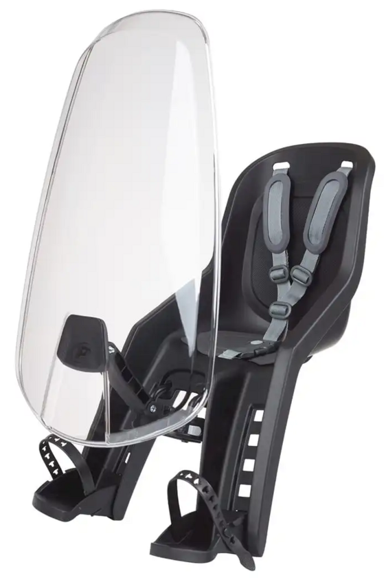 Przedni fotelik rowerowy z szybą Polsport Bubbly Mini Evo Black/Dark Grey