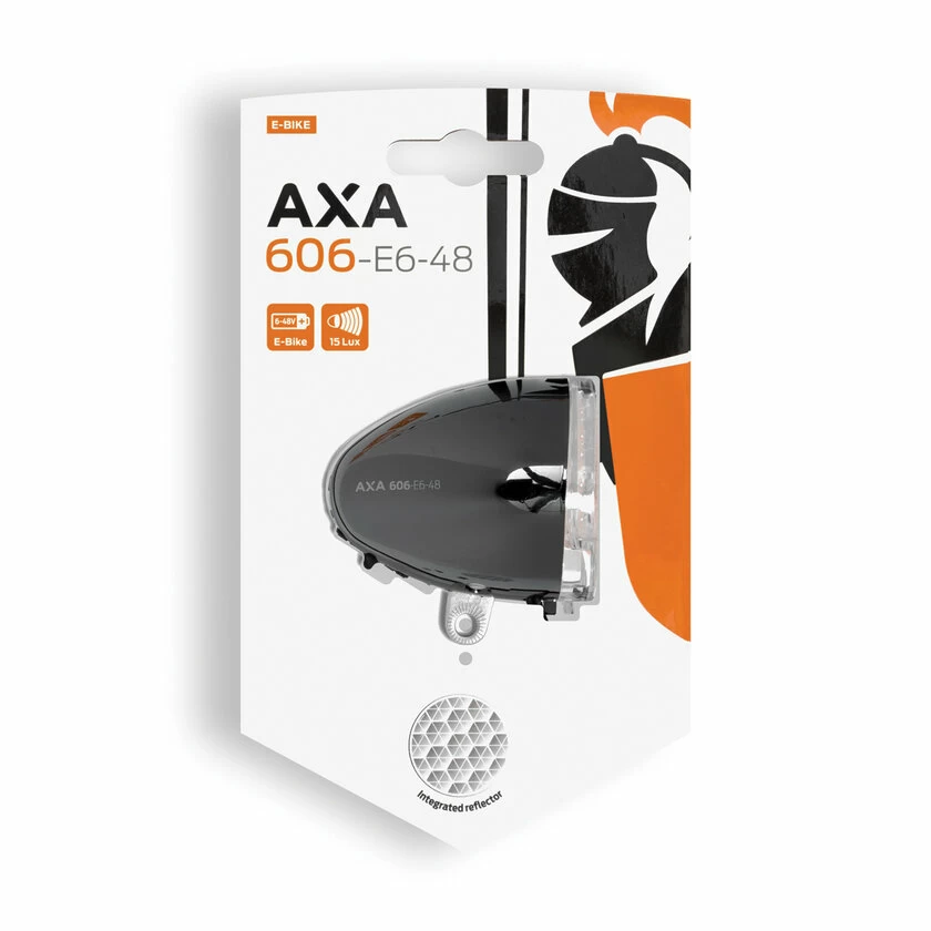 Przednia lampka rowerowa Axa 606 15 lux E-bike 6-48v Dark Chrome 