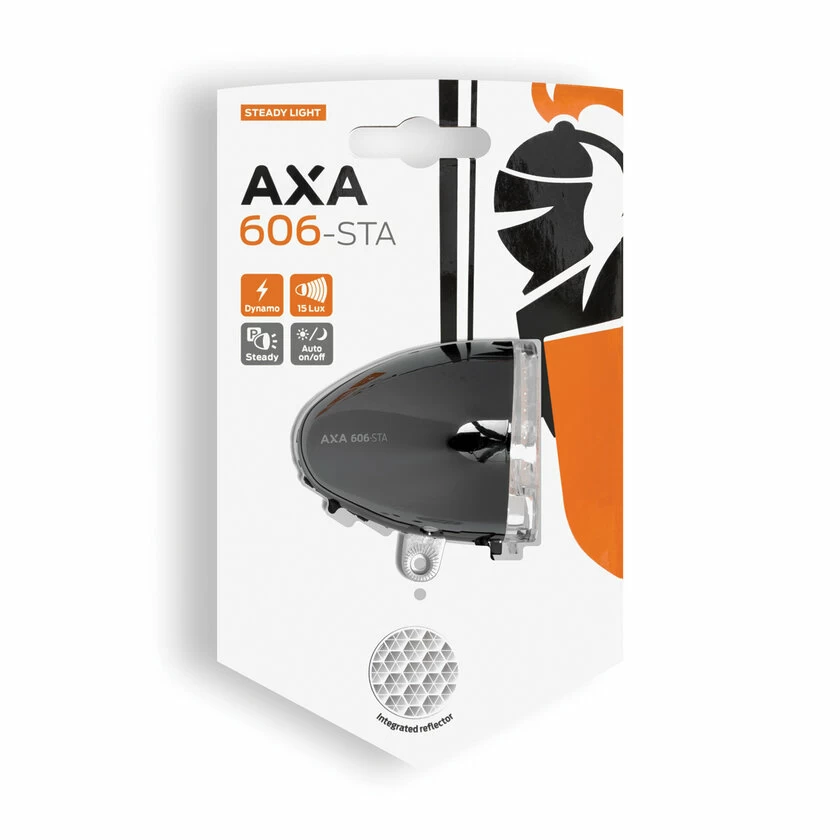 Przednia lampka rowerowa Axa 606 15 lux Steady Auto Dark Chrome 