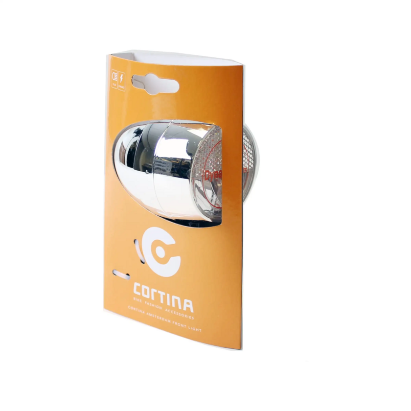 Przednia lampka rowerowa Cortina Amsterdam dynamo Chrom