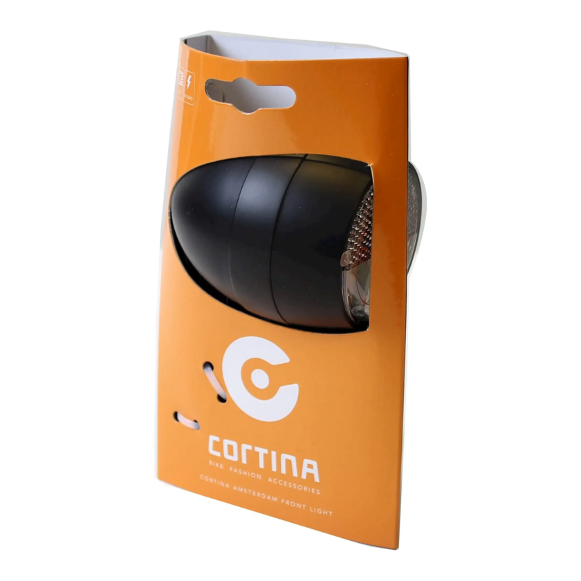 Przednia lampka rowerowa Cortina Amsterdam dynamo Czarny