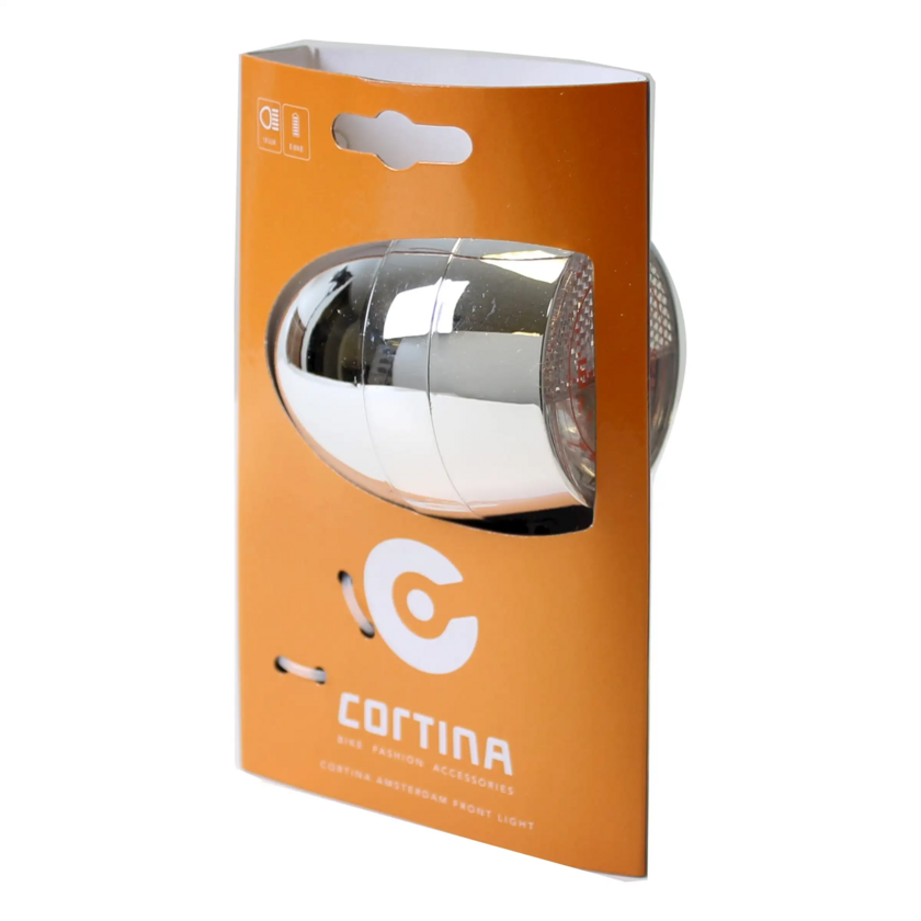 Przednia lampka rowerowa Cortina Amsterdam e-bike Chrom