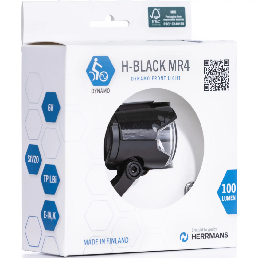 Przednia lampka rowerowa Herrmans H-Black MR4 dynamo 100 LM