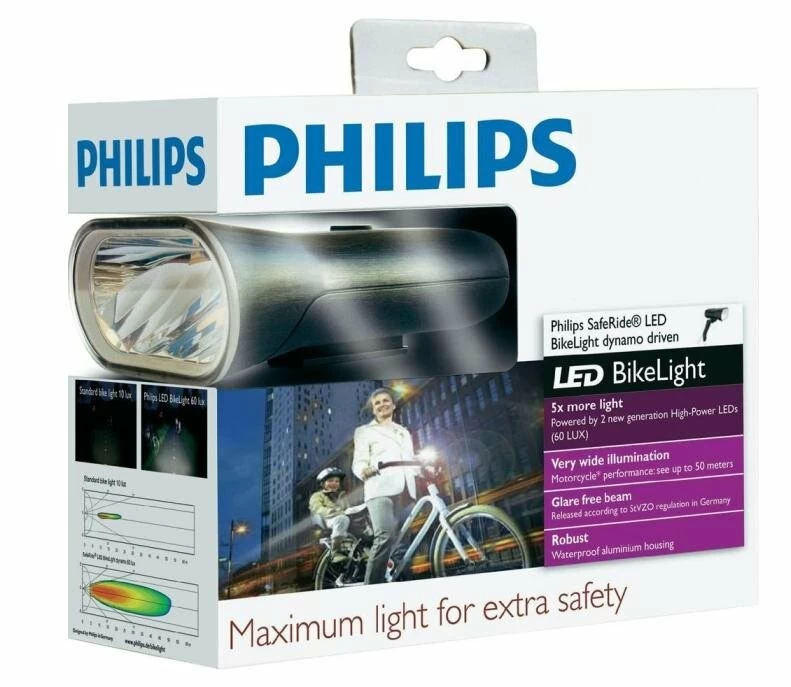Przednia lampka rowerowa Philips SafeRide 60 LUX Dynamo czarna