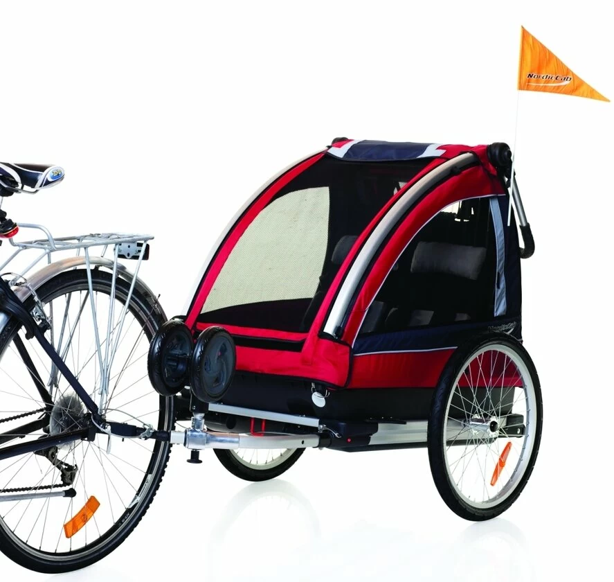 Przyczepka rowerowa Nordic Cab Bike Stroll Cab (2-w-1) czerwony