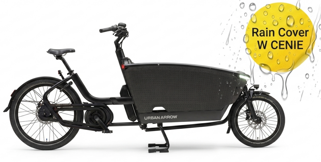 Rower Cargo elektryczny Urban Arrow Family Essential + RainCover  Czarny
