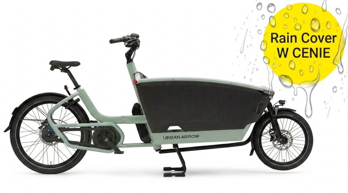 Rower Cargo elektryczny Urban Arrow FamilyNext Essential + RainCover  Zielony