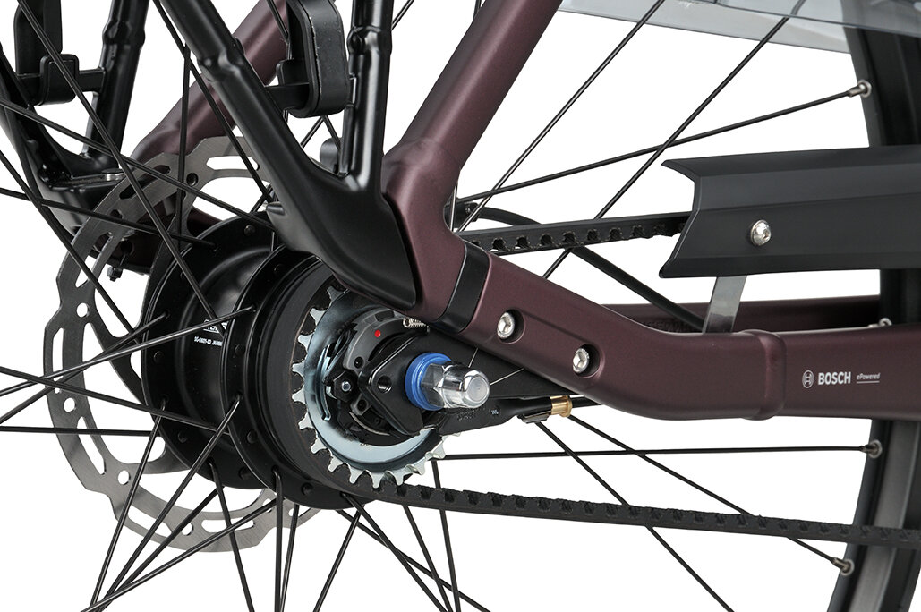 Rower elektryczny na pasku Batavus Finez PT Exclusive Bosch Unisex Burgundy Red Mat