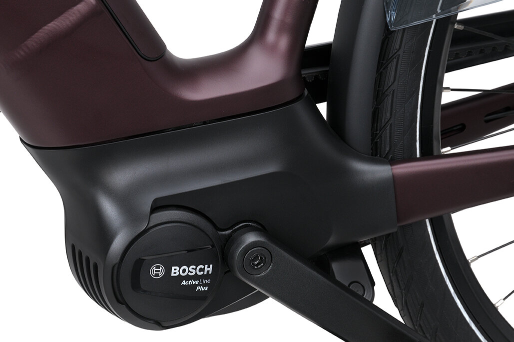 Rower elektryczny na pasku Batavus Finez PT Exclusive Bosch Unisex Burgundy Red Mat