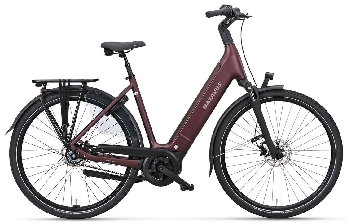 Rower elektryczny na pasku Batavus Finez PT Exclusive Bosch Unisex Burgundy Red Mat