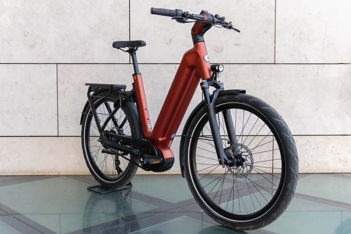 Rower elektryczny na pasku Gazelle Eclipse C380 HMB Bosch Metallic Orange Mat